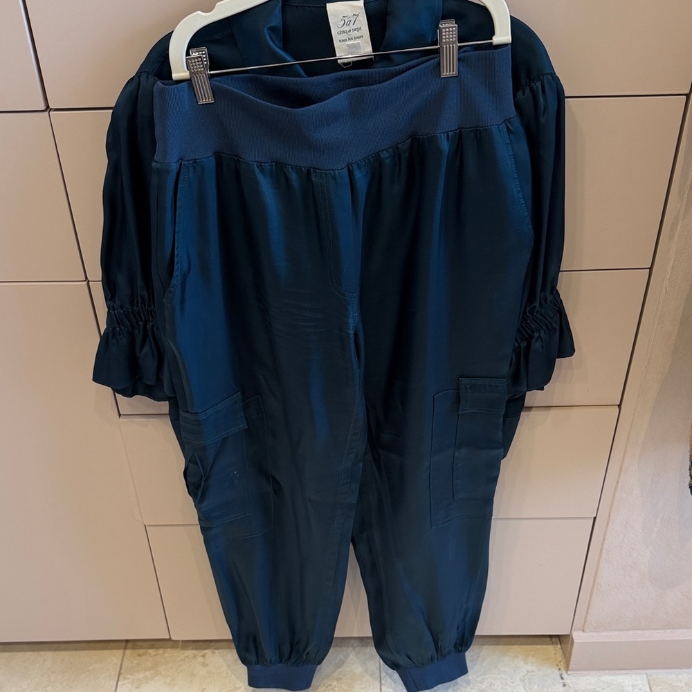 Cinq à Sept Blue Green Bomber Jacket and Jogger set